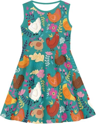 Girls Dresses Swing Skater Dresses Toddler Sleeveless Cotton Dress Birthday Dress for Girls in Saudi Arabia