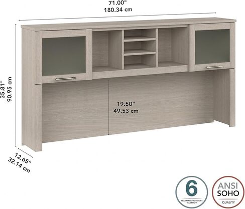 Bush Furniture Somerset 72W Desk Hutch in Hansen Cherry, Attachment with Shelves and Cabinets for Home Office in Saudi Arabia