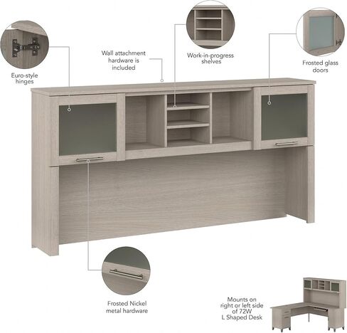 Bush Furniture Somerset 72W Desk Hutch in Hansen Cherry, Attachment with Shelves and Cabinets for Home Office in Saudi Arabia