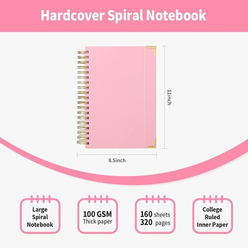 دفتر ملاحظات حلزوني بغلاف صلب من Ddaowanx، مجلة دفتر ملاحظات مسطرة بالكلية، 8.5 بوصة × 11 بوصة، 320 صفحة مجلة كتابة جلدية للنساء، 3 موضوعات A4 دفتر ملاحظات بغلاف مقوى لمدرسة العمل (A4) in Kuwait