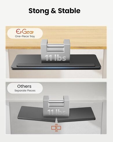 علبة لوحة مفاتيح ErGear أسفل المكتب، لوحة مفاتيح منزلقة وصينية ماوس مع ارتفاع قابل للتعديل، دوران وإمالة، حامل لوحة مفاتيح مريح للمكتب المنزلي، الألعاب، 24.99 بوصة عرض × 9.84 بوصة عمق، أسود، EGKB05 in Kuwait