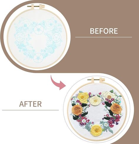 مجموعة التطريز المختومة للمبتدئين من سيبا، مجموعة غرز متقاطعة مع نمط وتعليمات، مجموعة أدوات التطريز للمبتدئين بما في ذلك طوق التطريز وخيوط الألوان والتطريز (برتقالي) in Kuwait