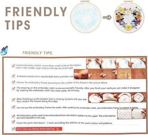 مجموعة التطريز المختومة للمبتدئين من سيبا، مجموعة غرز متقاطعة مع نمط وتعليمات، مجموعة أدوات التطريز للمبتدئين بما في ذلك طوق التطريز وخيوط الألوان والتطريز (برتقالي) in Kuwait