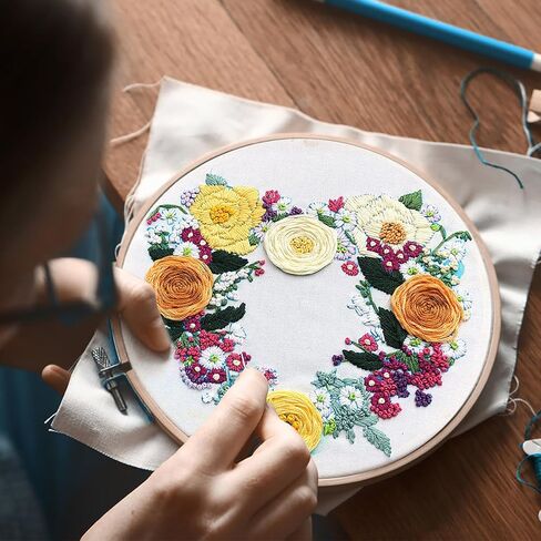 مجموعة التطريز المختومة للمبتدئين من سيبا، مجموعة غرز متقاطعة مع نمط وتعليمات، مجموعة أدوات التطريز للمبتدئين بما في ذلك طوق التطريز وخيوط الألوان والتطريز (برتقالي) in Kuwait