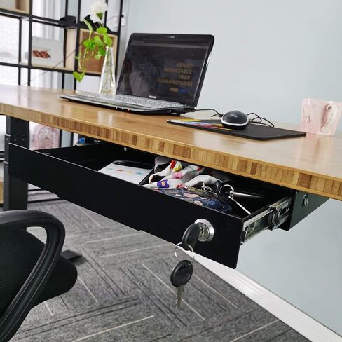 VWINDESK 14 بوصة نحيف تحت المكتب للتخزين قابل للسحب للمكتب درج معدني منزلق للمكتب الدائم، أسود in Kuwait