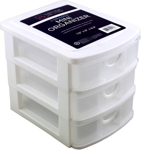 Dependable Industries inc. Essentials 3 Drawer Mini Plastic Organizer Makeup HBA Cosmetics Arts & Crafts Desktop Stationary (Black) in Kuwait