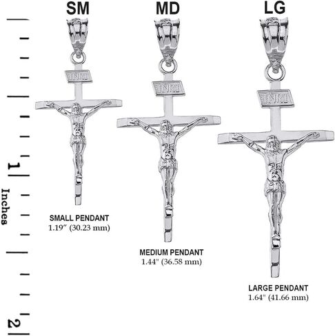 Solid 10k White Gold Catholic Jesus Christ on INRI Crucifix Cross Pendant (1.19") in Saudi Arabia