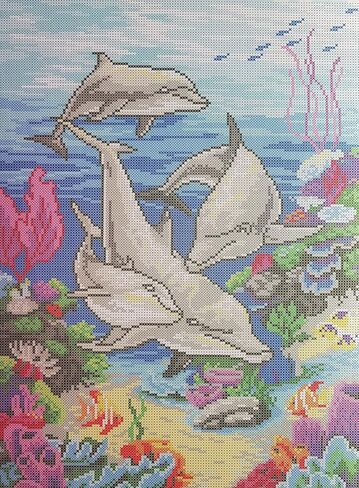 الدلافين حبة التطريز عدة التطريز الحياة البحرية Handraft beadpoint عدة مطرز خياطة نسيج التطريز مطرز عبر الابره مجموعات in Kuwait