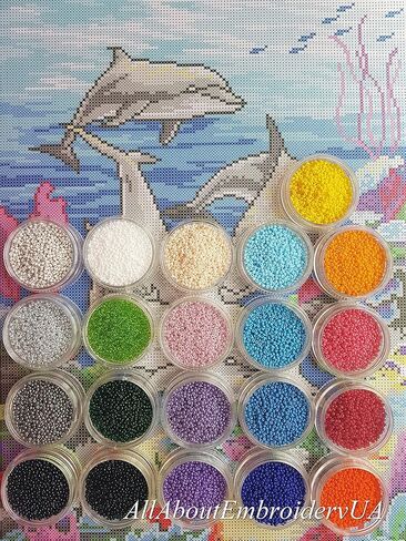 الدلافين حبة التطريز عدة التطريز الحياة البحرية Handraft beadpoint عدة مطرز خياطة نسيج التطريز مطرز عبر الابره مجموعات in Kuwait