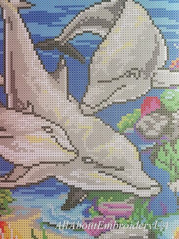 الدلافين حبة التطريز عدة التطريز الحياة البحرية Handraft beadpoint عدة مطرز خياطة نسيج التطريز مطرز عبر الابره مجموعات in Kuwait