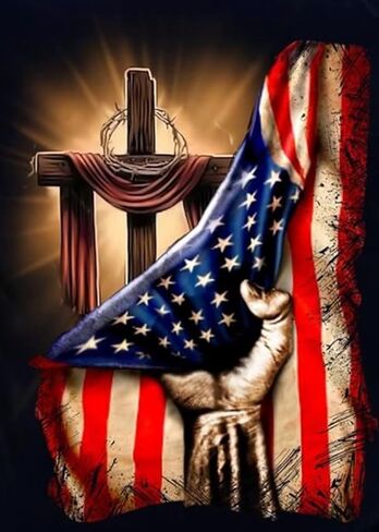 مجموعات الطلاء الماسي 5D DIY للبالغين، علم وطني يد وعبر الماس فن حفر كامل كريستال حجر الراين صور تطريز فنون حرفية لديكور جدار المنزل، موضوع العلم الأمريكي، 12 × 16 بوصة in Kuwait