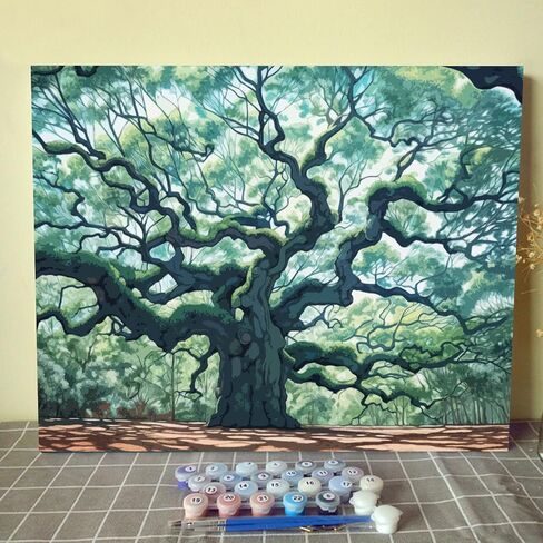 Paint by Number Kits 16 x 20 Canvas DIY Oil Painting for Kids, Students, Adults Beginner with Brushes & Acrylic Pigment - Oak Tree View,Easy Oil Painting for Gift Home Wall Decor(Frameless) in Saudi Arabia