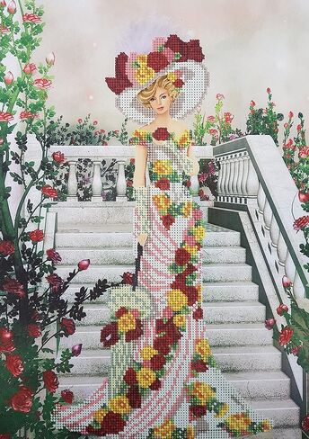 طقم تطريز بالخرز من AllAboutEmbroideryUA، سيدة باللون الأبيض، إبرة، أميرة، صناعة يدوية، نسيج، غرز متقاطعة مطرزة، طقم. نمط الديكور in Kuwait