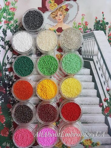 طقم تطريز بالخرز من AllAboutEmbroideryUA، سيدة باللون الأبيض، إبرة، أميرة، صناعة يدوية، نسيج، غرز متقاطعة مطرزة، طقم. نمط الديكور in Kuwait