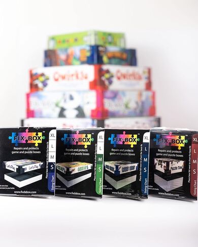 4 Pack: Repair & Protect Your Game & Puzzle Box. 4 sets fit 4 boxes.Clip over corners, reinforce box. Protect new boxes. Small, Med Large X Large set for a range of box heights. (Clear) in Saudi Arabia
