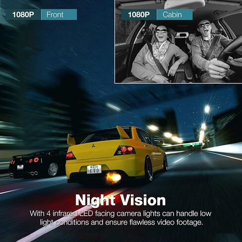 Dual 1080 Dash Cam Front and Inside, 1.5" GPS Car Camera, Dash Camera for Cars with WDR Night Vision, Loop Recording, 170° Wide Angle, 24H Parking Monitor in Saudi Arabia