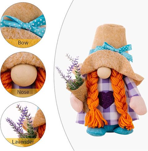 قطعتان من قطيفة التماثيل الأرجوانية الخزامى، ديكورات التماثيل الربيعية والصيفية للمنزل، صينية المطبخ المتدرجة ديكور تومتي، هدايا التماثيل المحشوة لعيد الحب للنساء، الحلي المصنوعة يدويًا وديكورات المنزل السويدية in Kuwait