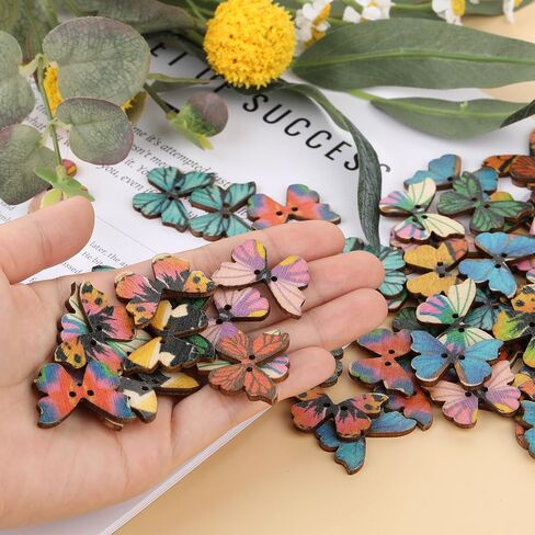 200 PCS Butterfly Buttons Wooden Butterfly Craft Buttons with Double Holes Bulk Vintage Craft Butterfly Decorative Buttons for Sewing DIY Crafts Clothing Knitting Bag Shoe in Saudi Arabia