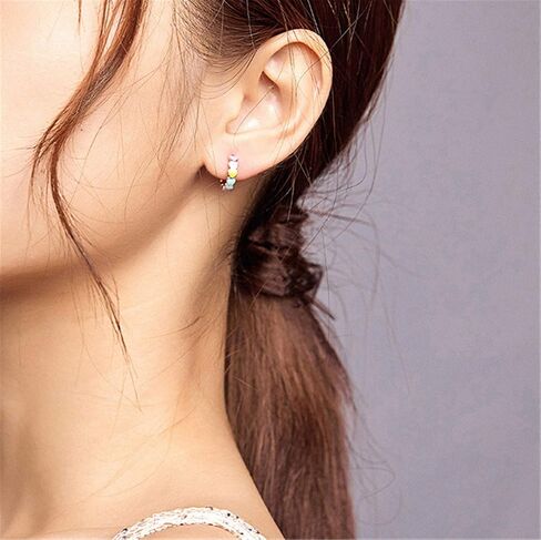 AILUOR 925 Sterling Silver Hoop Earrings for Women Rainbow Color Enamel Heart Hoop Earrings for Girls Cartilage Cute Huggie Earrings Jewellery Birthday Valentine's Day Gifts in Saudi Arabia
