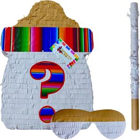 APINATA4U Gender Reveal Pinata Kit (17.5x12.6x3.5 Inch) - Baby Bottle Shape for Fiesta Theme - Complete with Stick and Mask - Cinco de Mayo Celebration Fun!