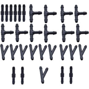 YehVeh 30 Pack Windshield Wipers Hose Connector Water Washer Pipe Adapter 2-Way + 3-Way I/T/Y 3 Type Nozzle Universal Wiper Fluid Windscreen Jet Tubing Fitting Splitter Connectors