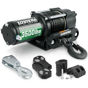 Zostera 12v Winch 3500 lbs ATV UTV Winches Electric Boat Trailer Winch Steel Cable Waterproof with 2 Wireless Remotes Control Switch and Mounting Bracket, Small Towing Pulling Winch