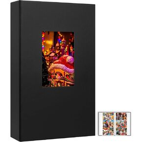 Aevdor 360 Pockets 4x6 Photo Album, Large Capacity Leather Cover Photo Album 4x6 Holds 360 Photos, Acid-free Pages Photo Albums with Front Window for Family Wedding Anniversary Baby Pictures (Black)