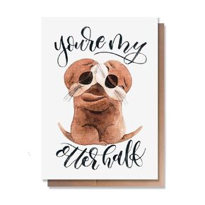 Wunderkid You're My Otter Half Card, Funny Valentine's Day Card, Love Pun Anniversary Card for him her husband wife boyfriend girlfriend (1 Single Card, Blank inside)