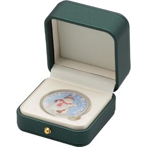 PU Coin Presentation Display Box Holder with Coin Capsule (Inside Diameter 23mm,Blue)