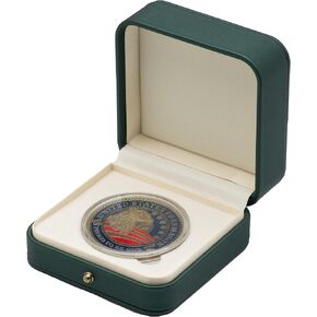 PU Coin Presentation Display Box Holder with Coin Capsule (Inside Diameter 23mm,Blue)
