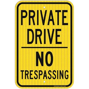 Faittoo Private Drive Sign, No Trespassing Sign, 18 x 12 Inches Engineer Grade Reflective Sheeting Rust Free Aluminum, Weather Resistant, Waterproof, Durable Ink, Easy to Mount, Indoor & Outdoor Use