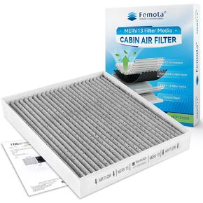 Femota MERV 13 Cabin Air Filter with Activated Carbon, CF12160 Replacement for Kona, Tucson, Veloster, Venue, Seltos, Soul, Sportage.