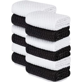 Super Absorbent Kitchen Towels 12 Pack - Premium 100% Cotton Kitchen Towels, 450GSM Thick Machine Washable Aqua Dish Towels for Kitchen Drying, Cleaning, Dobby Weave, Unmatched Quality