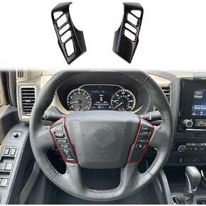 Korlot Carbon Fiber Interior Steering Wheel Cover Trim for Nissan Frontier 2022+ for Titan 2020+