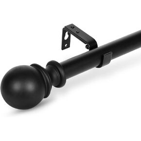 Curtain Rods for windows,1" Diameter Curtain Rod, 32-144" Standard Decorative Window Curtain Rod Set with Brackets for bathroom Kitchen Bedroom Window, Black