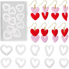 Mini Heart Polymer Clay Cutters Valentine's Day Clay Earring Making Kit Soft Pottery Earring Cutters Love Hearts Polymer Clay Molds for Jewelry Making Necklace Earrings Clay Tools Mini Cookie Cutters