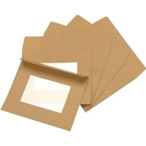 YOKIVE 10 Pack Full-Face Window Envelopes, 4" Clear Double-Side Window | Mailing Document Photo Letter, Great for Business Office(Brown)