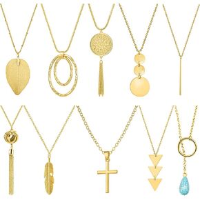 NEWITIN 12 Pieces Stainless Steel Necklaces for Men Hypoallergenic Necklaces Cross Necklaces Unisex Punk Necklaces Men Necklaces Amulet Earrings Pendant Nail Cross Viking Necklaces for Men Women