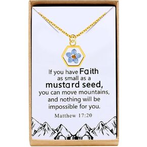 Tobestu Gold Plated Mustard Seed Necklace Inspirational Christian Pendant Stainless Steel Faith Jewelry For Women with Gift Box