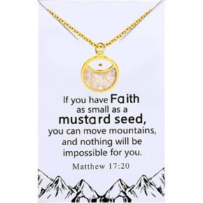 Tobestu Gold Plated Mustard Seed Necklace Inspirational Christian Pendant Stainless Steel Faith Jewelry For Women with Gift Box in Kuwait