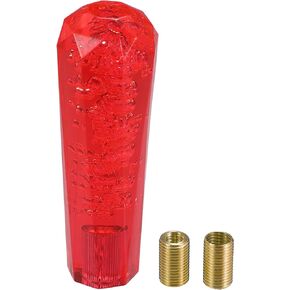 1 Set 15cm Universal Shift Knob - Car Gear Shifter Knob Faux Crystal with 2 Adapter for Automatic and Manual Vehicle - Acrylic Red