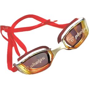 Titanium Mirrored Competition Swim Goggles, Limited Edition, Red/Red