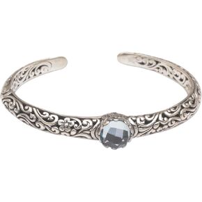 NOVICA Artisan Handmade Blue Topaz Cuff Bracelet Silver Fair Trade Sterling Indonesia Floral Birthstone 'Forest Nymph'