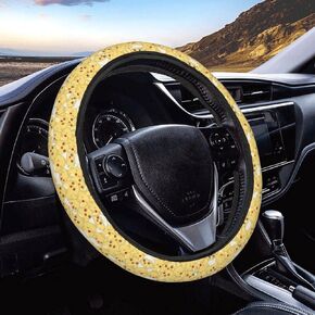 Delerain Elegant Floral Steering Wheel Covers, Anti Slip Elasticity Car Accessories Steering Wheel Protector Universal 15 Inch for Women Men