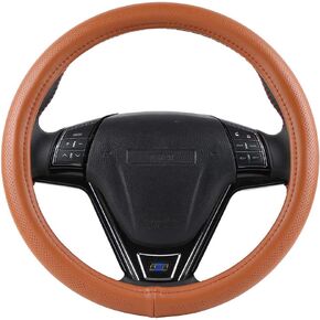 Silica Gel Liner Steering Wheel Cover No Smell 15 Inch Universal Cowhide Cover Good Visual Match to Brown Automotive Interior