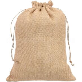 CleverDelights 10" x 14" Burlap Bags - 10 Pack - 10x14 Inch Jute Burlap Drawstring Sacks