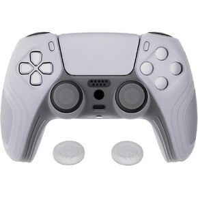 eXtremeRate PlayVital Samurai Edition Black Anti-Slip Controller Silicone Skin for ps5, Ergonomic Soft Rubber Protective Case for ps5 Controller with Black Thumb Stick Caps