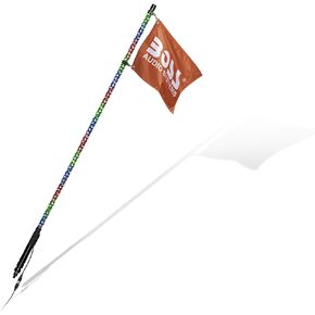 BOSS Audio Systems XP4 ATV Chasing LED Whip - 48-inch, 360-degree RGB Illumination, Control App, IP67 Weatherproof Rated, Easy Installation