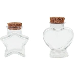 2pcs Clear Glass Bottle With Cork, Mini Message Blessing Bottle Can Be Used To Hold Origami Pentagrams And Small Wish Slips(Love Bottle & Pentagram Bottle)