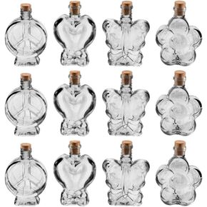 Milisten 25pcs Plastic Sand Art Bottles with Cork Stoppers Butterfly Heart Mini Jars Wishing Message Bottle for DIY Crafts Vial Bead Candy Gift Wedding Decor Mixed Style 100ml